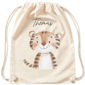 Tiger Turnbeutel für Kinder personalisierter Sportbeutel für den Kindergarten Stoffbeutel mit Kordelzug