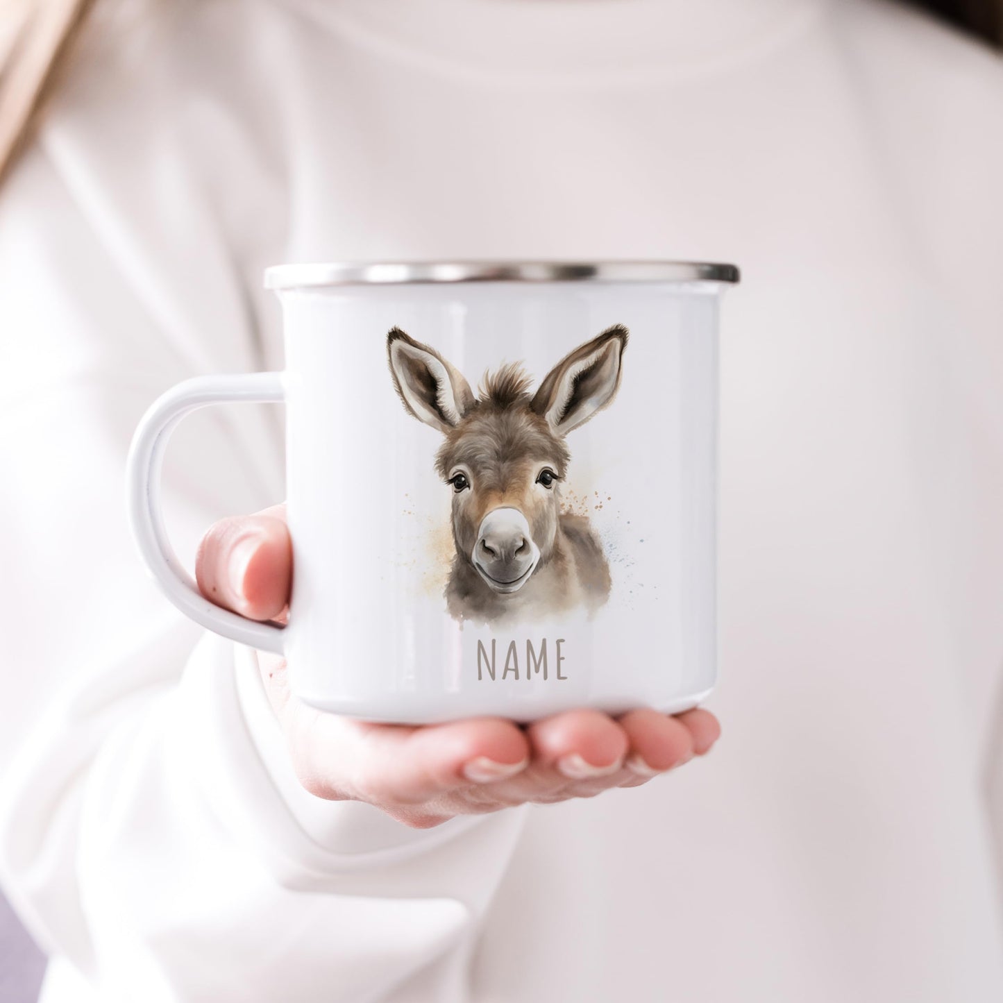 Emaille Tasse Tiere personalisiert