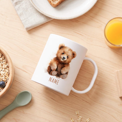 Bruchsichere Kindertasse leichte Kunststoff Tasse mit Henkel für Kindergarten, Bär