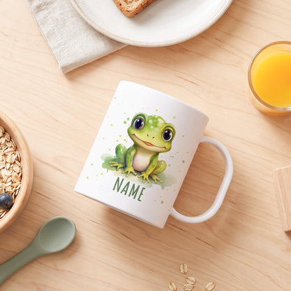 Bruchsichere Kindertasse leichte Kunststoff Tasse mit Henkel für Kindergarten, Frosch