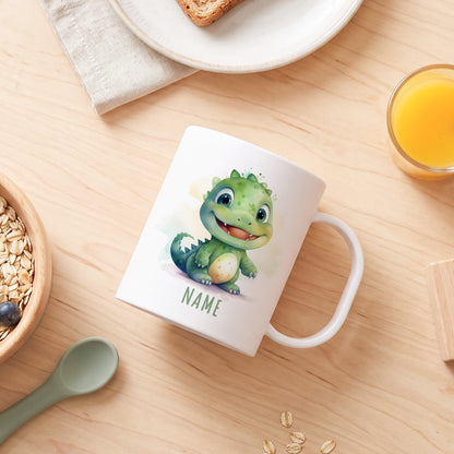 Bruchsichere Kindertasse leichte Kunststoff Tasse mit Henkel für Kindergarten, Dino