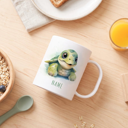 Bruchsichere Kindertasse leichte Kunststoff Tasse mit Henkel für Kindergarten, Schildkröte