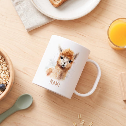 Bruchsichere Kindertasse leichte Kunststoff Tasse mit Henkel für Kindergarten, Alpaka