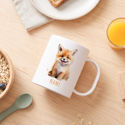Bruchsichere Kindertasse leichte Kunststoff Tasse mit Henkel für Kindergarten, Fuchs