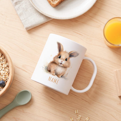 Bruchsichere Kindertasse leichte Kunststoff Tasse mit Henkel für Kindergarten, Hase