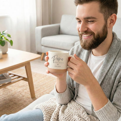 Vatertagsgeschenk Steingut Tasse Papa personalisiert mit Gravur Sohn Tochter Vater Geschenk zum Vatertag Kaffeebecher Kaffeetasse