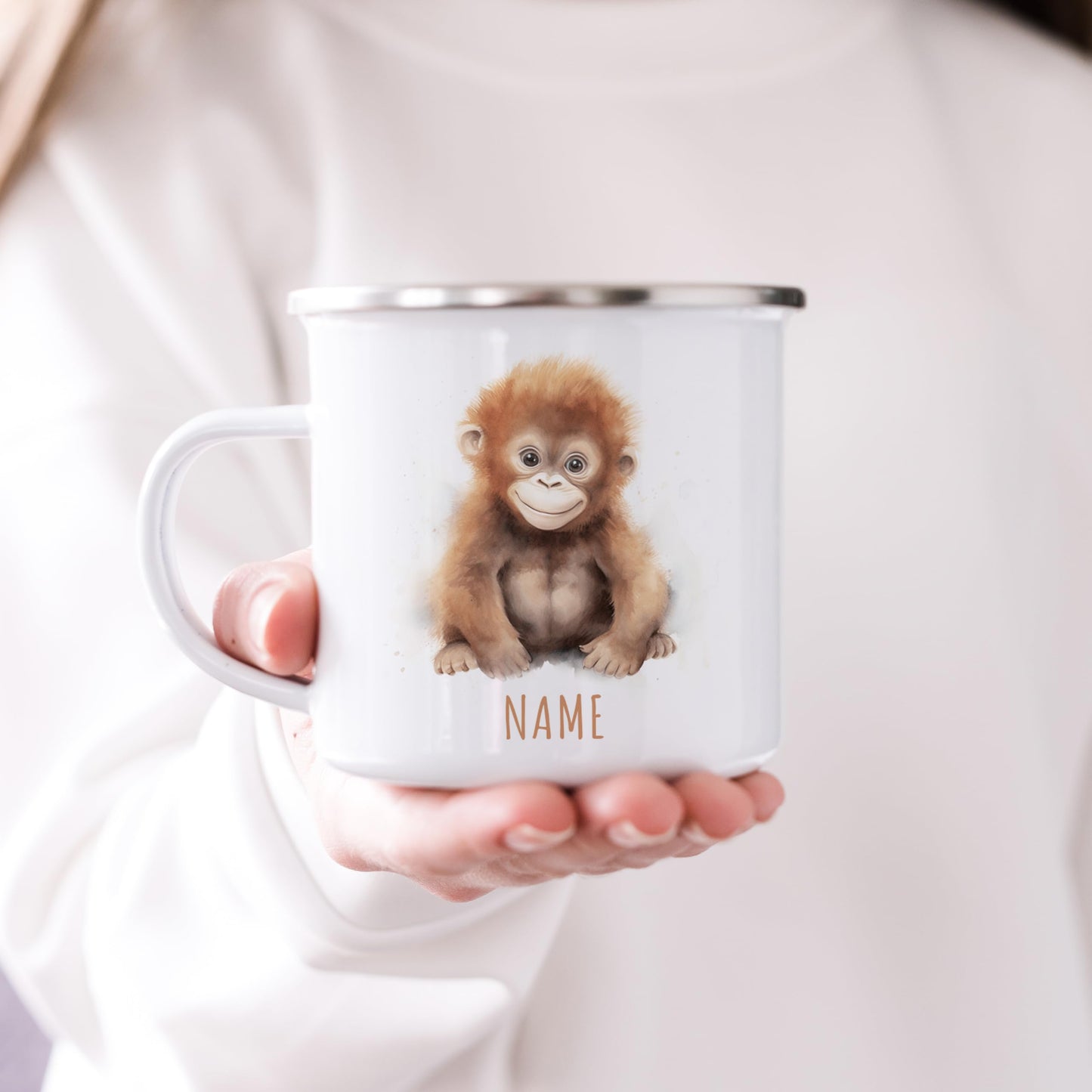 Emaille Tasse Tiere personalisiert