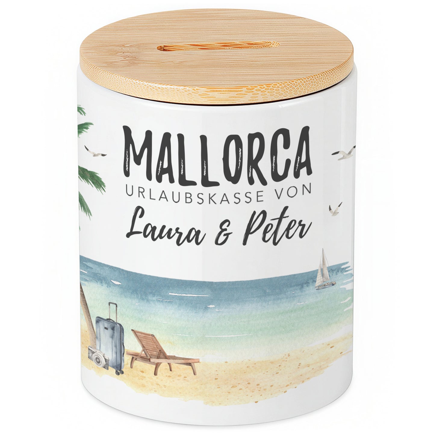 Spardose Urlaubskasse personalisierte Reisekasse Sparschwein Mallorca