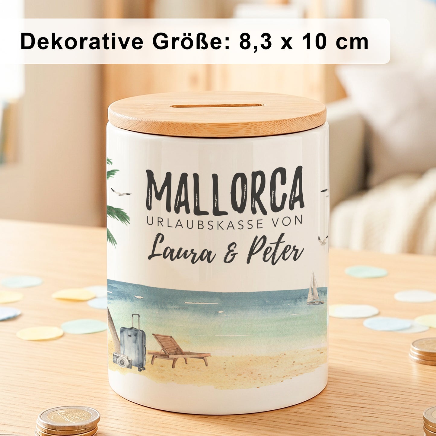 Spardose Urlaubskasse personalisierte Reisekasse Sparschwein Mallorca