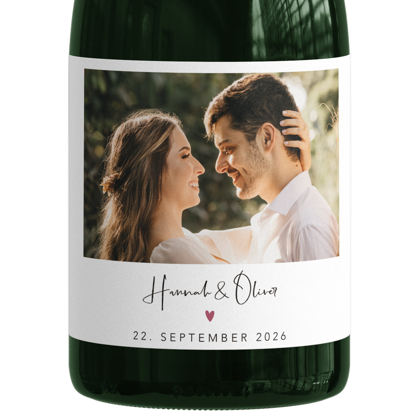 Hochzeitsgeschenke für Brautpaar personalisierte Sektetiketten mit Foto zur Hochzeit Sektetiketten selbstklebend 2 Stück | 9x13 cm