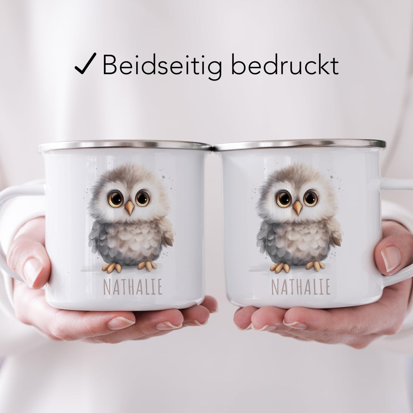 Emaille Tasse Tiere personalisiert