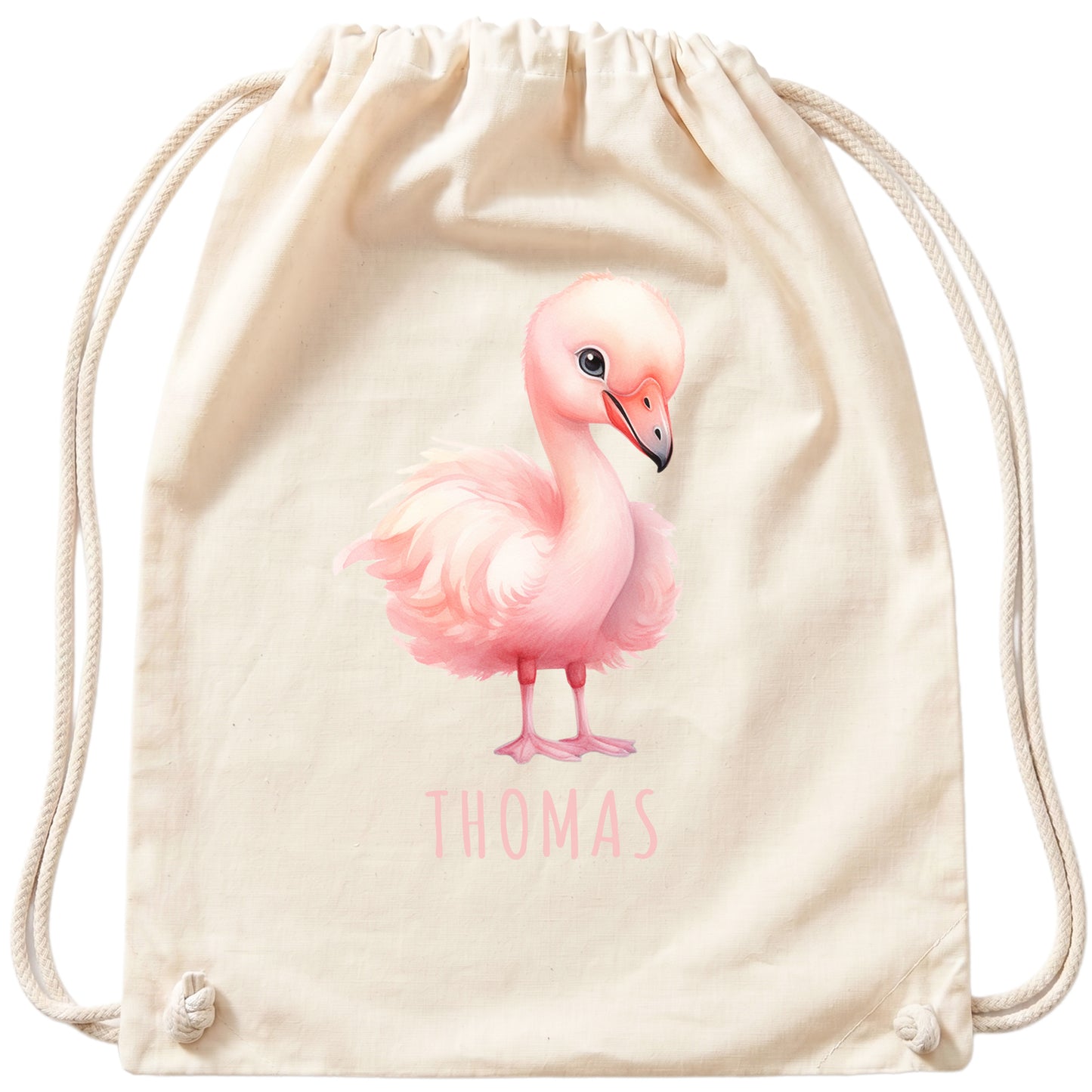 Flamingo Turnbeutel Kinder personalisierter Sportbeutel für den Kindergarten Stoffbeutel mit Kordelzug