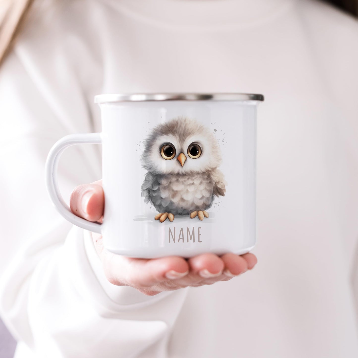 Emaille Tasse Tiere personalisiert