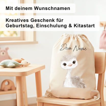 Strauß Turnbeutel für Kinder personalisierter Sportbeutel für den Kindergarten Stoffbeutel mit Kordelzug