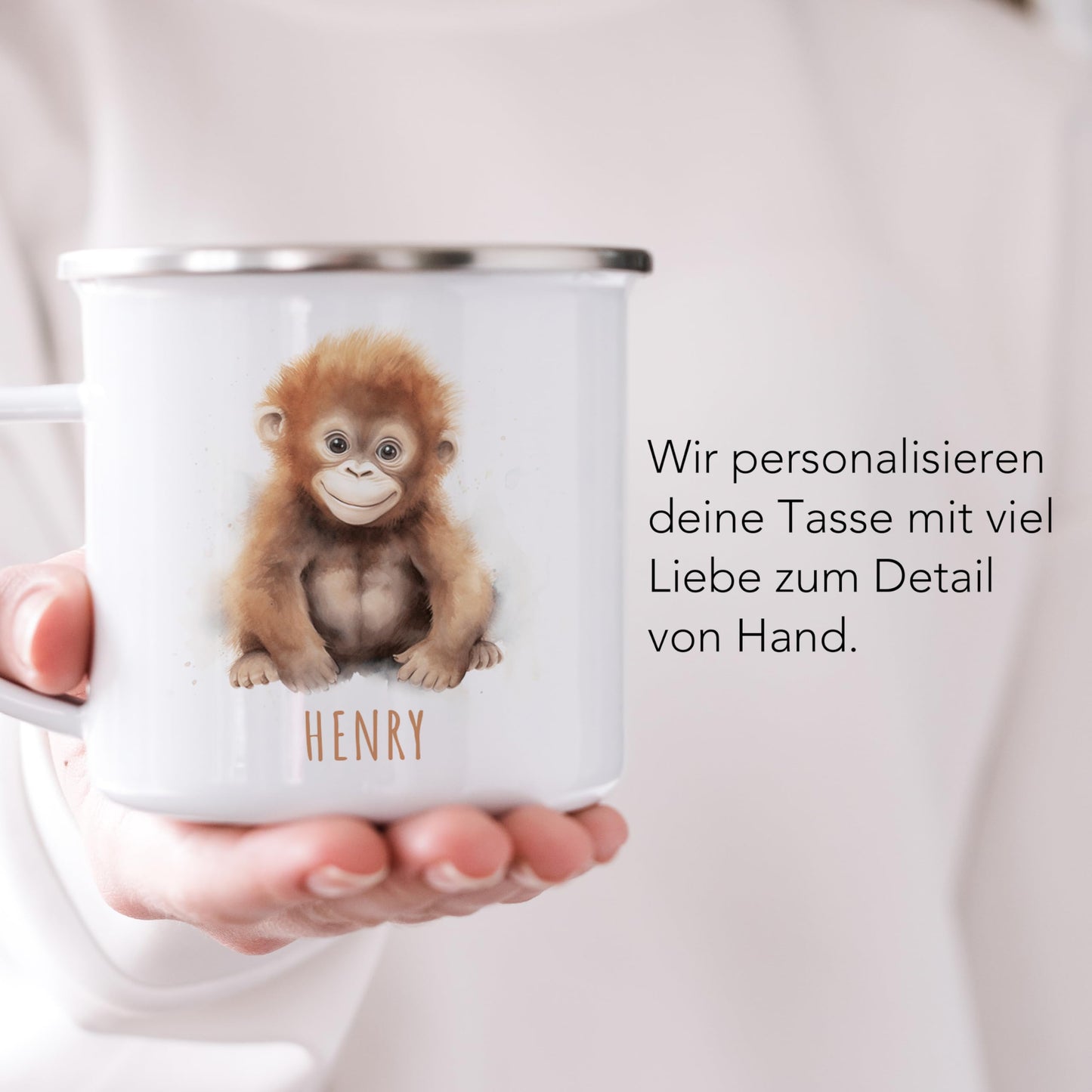 Emaille Tasse Tiere personalisiert