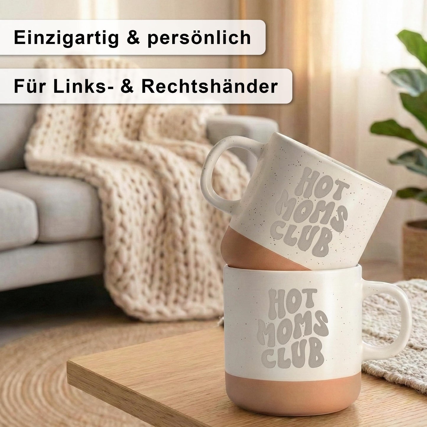 Hot Moms Club Mama Steingut Tasse Muttertagsgeschenk mit Gravur Sohn Tochter Mutter Geschenk zum Muttertag Kaffeebecher Kaffeetasse