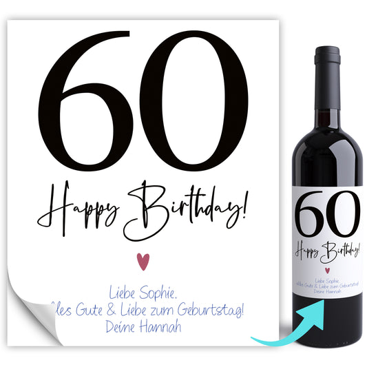 60. Geburtstag Geschenk Weinetiketten  Geburtstagsgeschenk Etiketten  | Digitaler Download PDF Datei