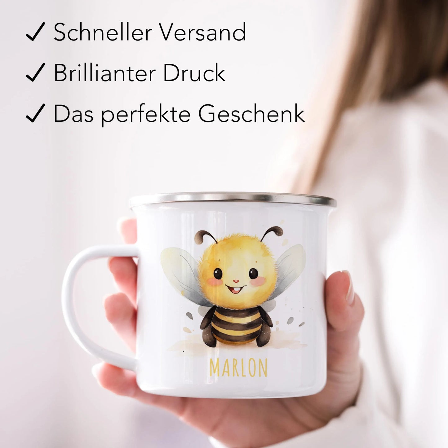 Emaille Tasse Tiere personalisiert