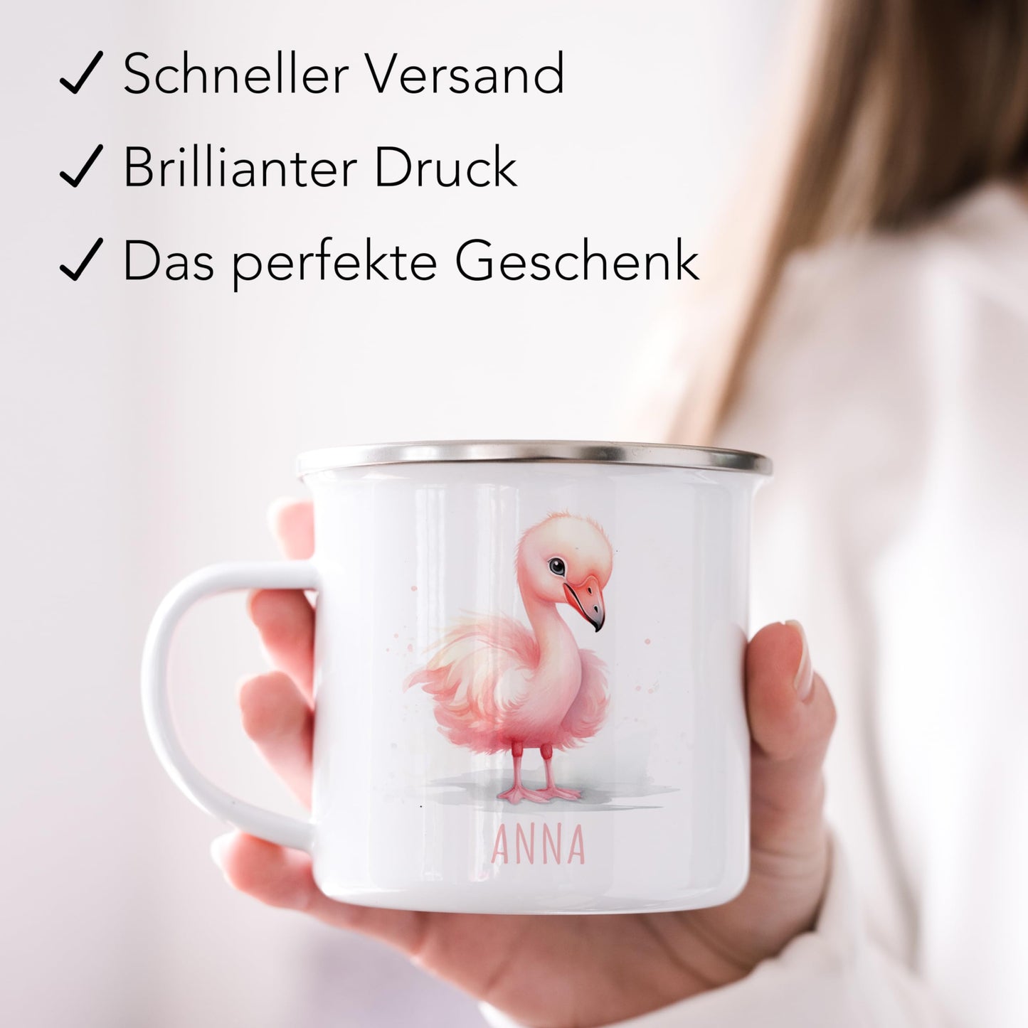 Emaille Tasse Tiere personalisiert