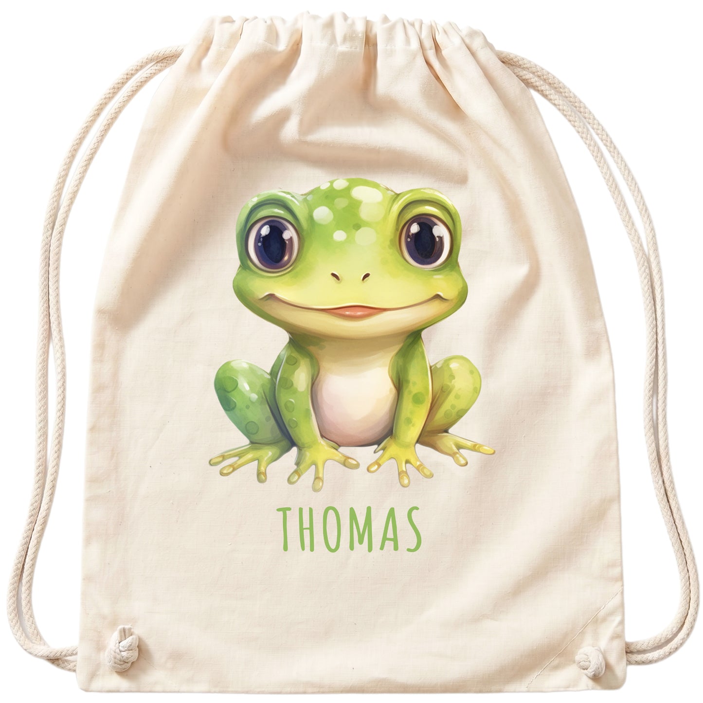 Frosch Turnbeutel Kinder personalisierter Sportbeutel für den Kindergarten Stoffbeutel mit Kordelzug