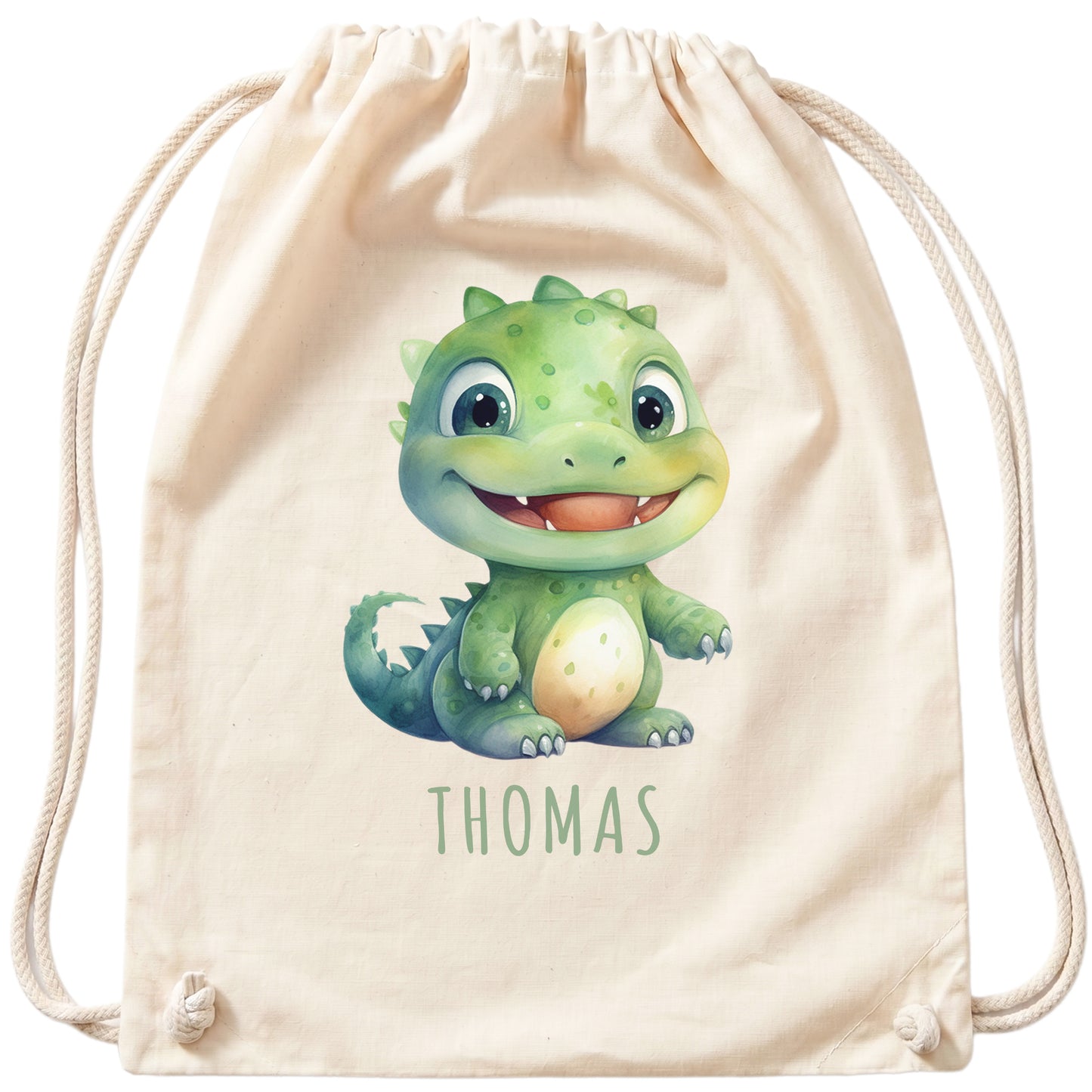Dino Turnbeutel Kinder personalisierter Sportbeutel für den Kindergarten Stoffbeutel mit Kordelzug