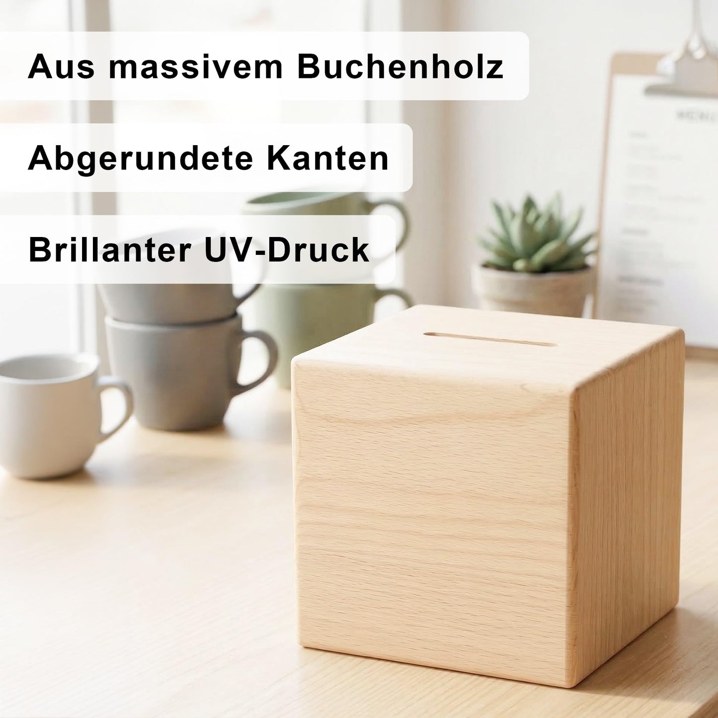 Danke Trinkgeldkasse mit Wildblumen Spardose aus Holz als Kaffeekasse