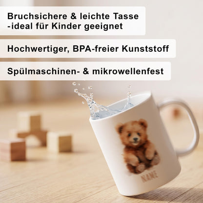 Bruchsichere Kindertasse leichte Kunststoff Tasse mit Henkel für Kindergarten, Bär