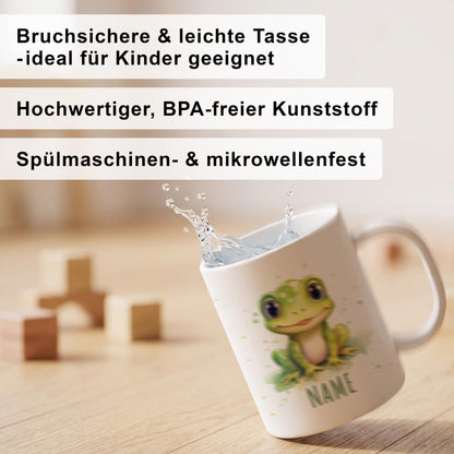 Bruchsichere Kindertasse leichte Kunststoff Tasse mit Henkel für Kindergarten, Frosch