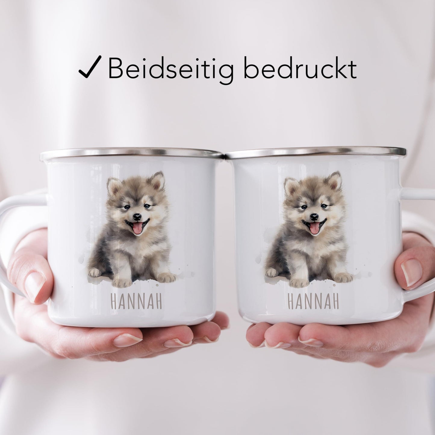 Emaille Tasse Tiere personalisiert