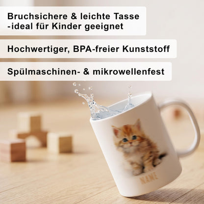 Bruchsichere Kindertasse leichte Kunststoff Tasse mit Henkel für Kindergarten, Katze