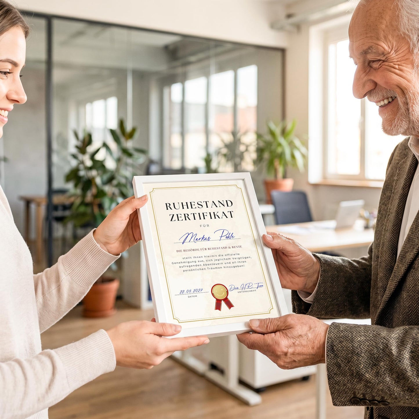 Renteneintritt Geschenk für Frauen & Männer personalisierte Rentenurkunde zum Ruhestand