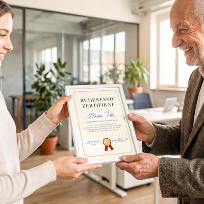 Renteneintritt Geschenk für Frauen & Männer personalisierte Rentenurkunde zum Ruhestand