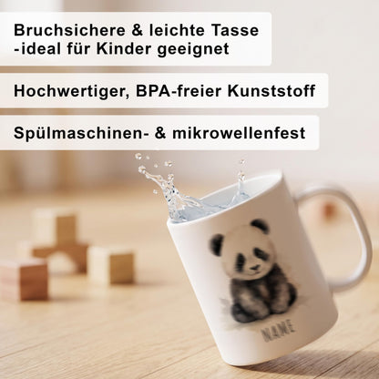 Bruchsichere Kindertasse leichte Kunststoff Tasse mit Henkel für Kindergarten, Panda