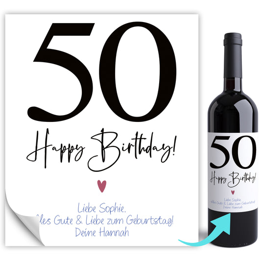 50. Geburtstag Geschenk Weinetiketten  Geburtstagsgeschenk Etiketten  | Digitaler Download PDF Datei