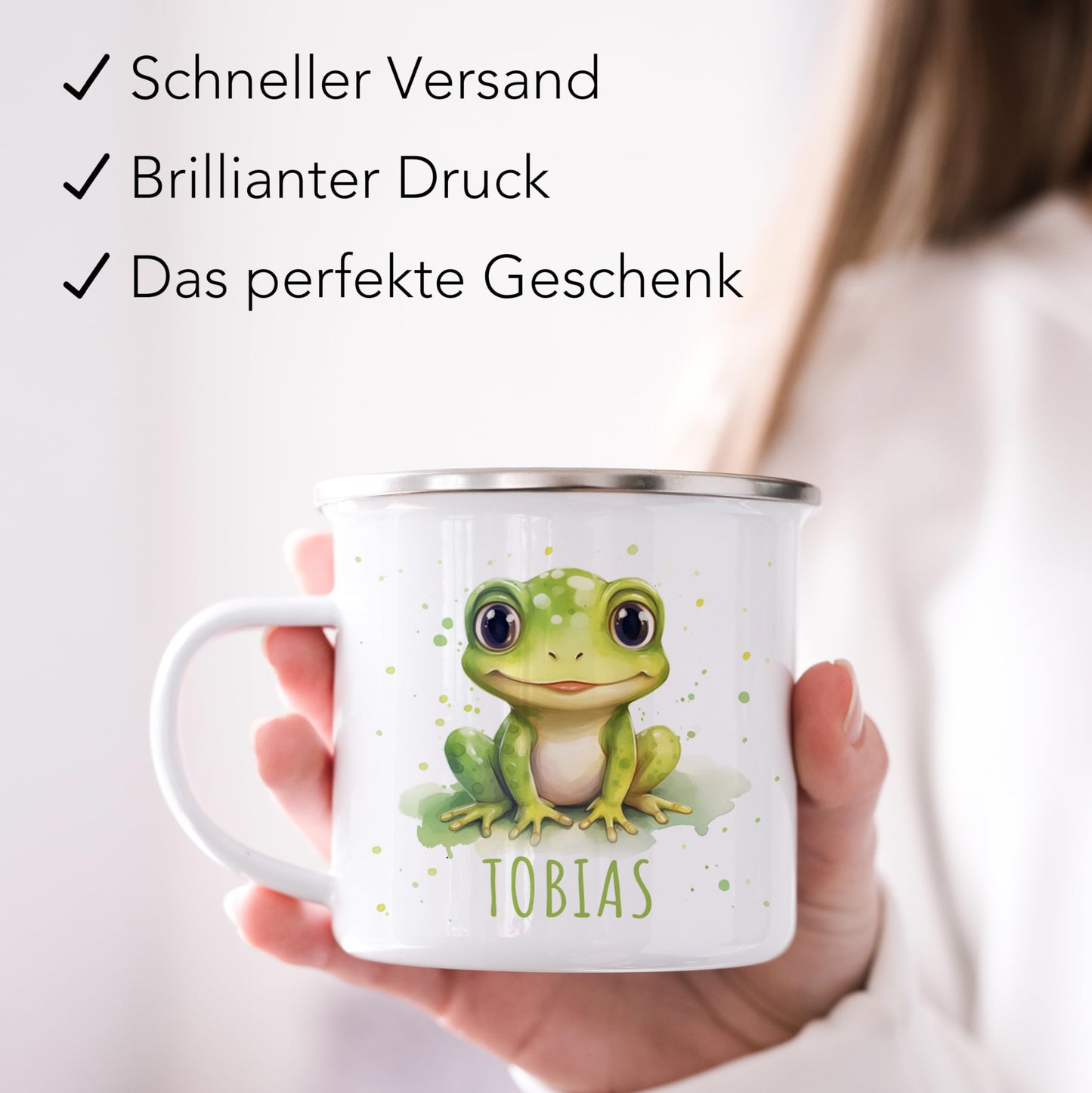 Emaille Tasse Tiere personalisiert