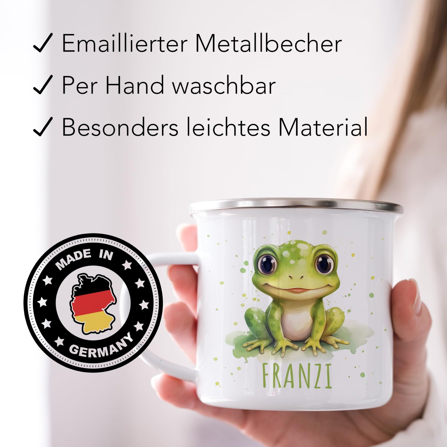 Emaille Tasse Tiere personalisiert