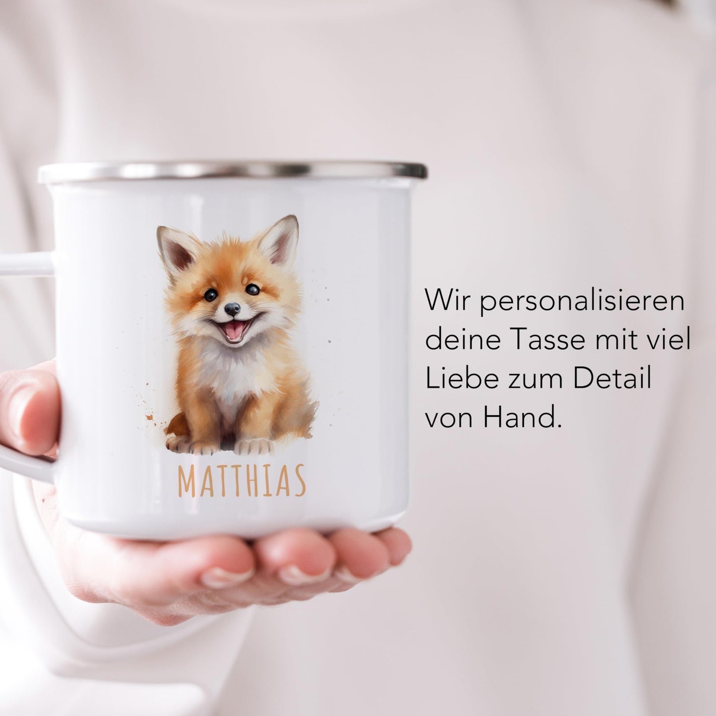 Emaille Tasse Tiere personalisiert