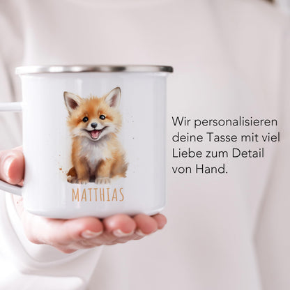 Emaille Tasse Tiere personalisiert