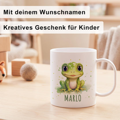 Bruchsichere Kindertasse leichte Kunststoff Tasse mit Henkel für Kindergarten, Frosch