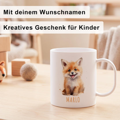 Bruchsichere Kindertasse leichte Kunststoff Tasse mit Henkel für Kindergarten, Fuchs