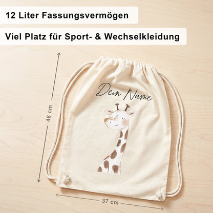 Giraffe Turnbeutel für Kinder personalisierter Sportbeutel für den Kindergarten Stoffbeutel mit Kordelzug