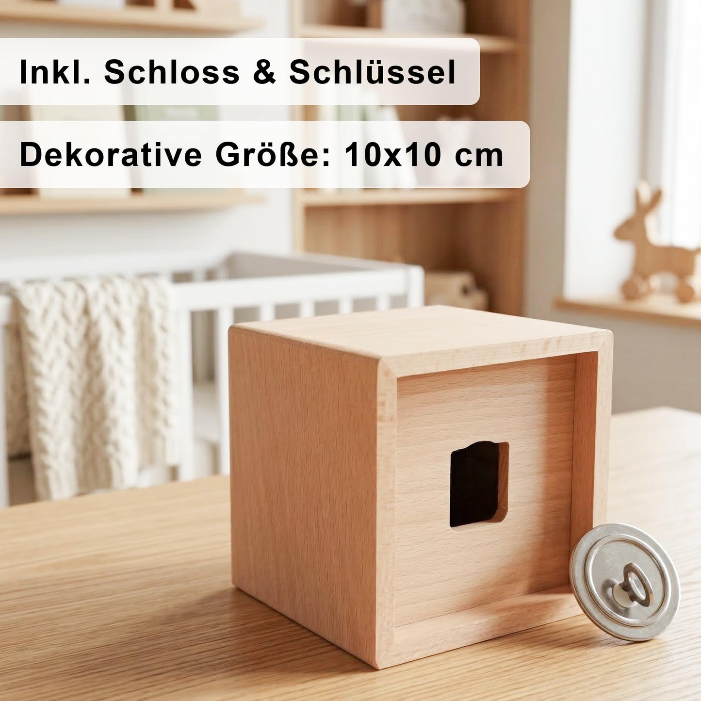 Küken Spardose für Kinder aus Holz personalisierte Sparbox Holzspardose mit Schlüssel als Geldgeschenk