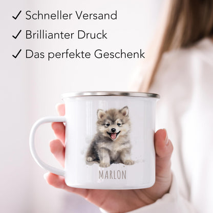 Emaille Tasse Tiere personalisiert