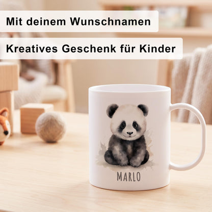 Bruchsichere Kindertasse leichte Kunststoff Tasse mit Henkel für Kindergarten, Panda