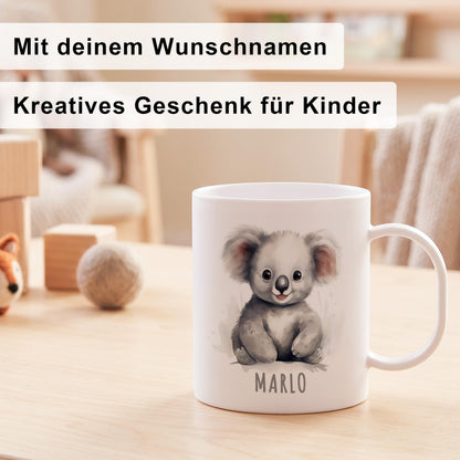 Bruchsichere Kindertasse leichte Kunststoff Tasse mit Henkel für Kindergarten, Koala