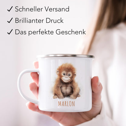 Emaille Tasse Tiere personalisiert