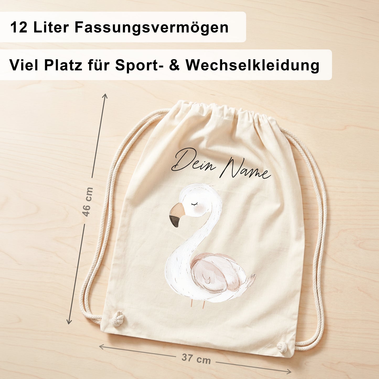Flamingo Turnbeutel für Kinder personalisierter Sportbeutel für den Kindergarten Stoffbeutel mit Kordelzug
