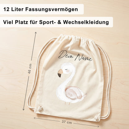 Flamingo Turnbeutel für Kinder personalisierter Sportbeutel für den Kindergarten Stoffbeutel mit Kordelzug