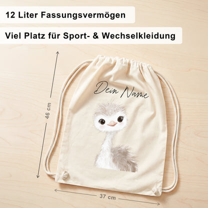 Strauß Turnbeutel für Kinder personalisierter Sportbeutel für den Kindergarten Stoffbeutel mit Kordelzug