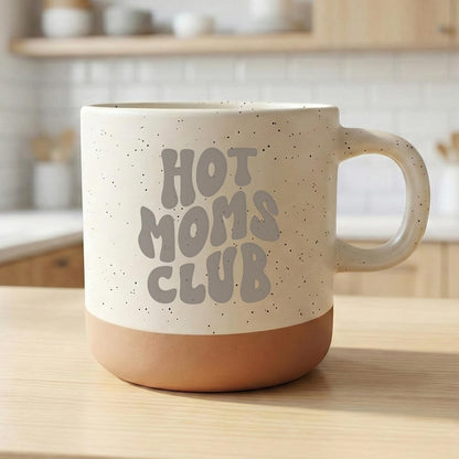 Hot Moms Club Mama Steingut Tasse Muttertagsgeschenk mit Gravur Sohn Tochter Mutter Geschenk zum Muttertag Kaffeebecher Kaffeetasse